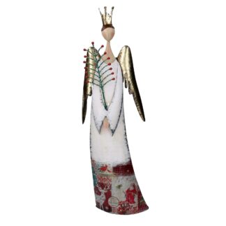 Angelo metallo con albero bianco cm32,4x12,1h72,4