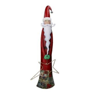 Babbo natale metallo con stella rosso con led cm24,8x10,8h75,5