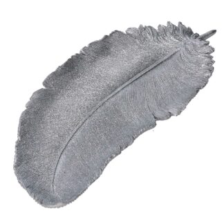 Centrotavola resina piuma argento cm34x14h3
