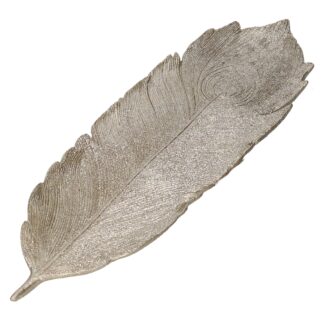 Centrotavola resina piuma oro cm38x13h2,5