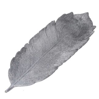 Centrotavola resina piuma argento cm38x13h2,5