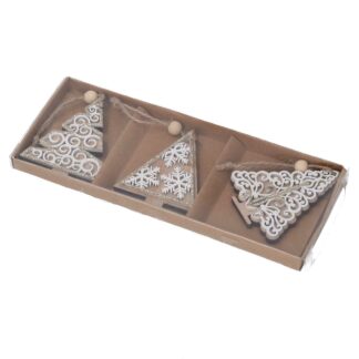 Albero legno bianco confezione 3pz assortiti cm21,2x1,5x8,2