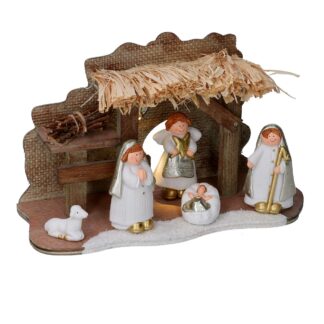 Presepe ceramica con led cm24,5x9,5h14,5