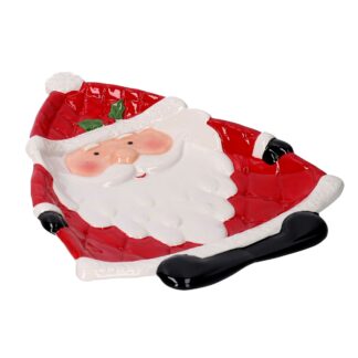 Svuotatasche ceramica babbo natale bianco e rosso cm28x21h3