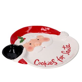 Svuotatasche ceramica  babbo natale rosso e bianco cm28,5x28h3