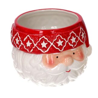 Ciotola ceramica babbo natale bianco e rosso tondo cmø14h10,5