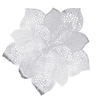 Tovaglietta plastica fiore argento cm43,18x45,72