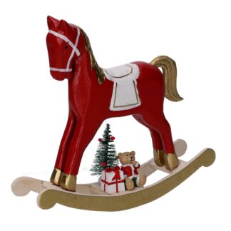 Cavallo a dondolo legno oro e rosso cm13,5x4h14