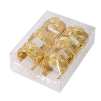 Portatovaglioli metallo confezione 6pz oro cm15x11,5h5