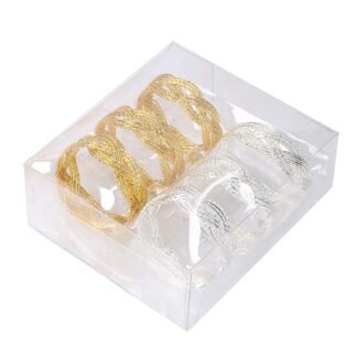 Portatovaglioli metallo confezione 6pz argento oro cm12,5x11h5
