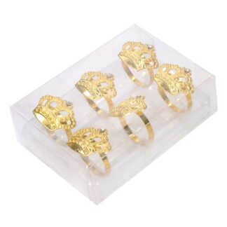 Portatovaglioli metallo confezione 6pz corona oro cm16x11,5h4,5