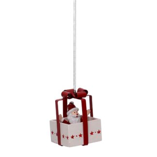 Pacco regalo metallo con babbo natale rosso cm6,5h9,5