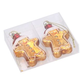 Addobbo per albero vetro biscotto conf.2pz cm10x8,3x2,1