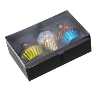 Addobbo per albero vetro dolci conf. 3pz cm17,3x11h6