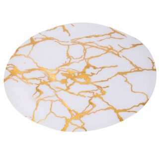 Tovaglietta plastica bianco e oro effetto marmo tondo cm ø38