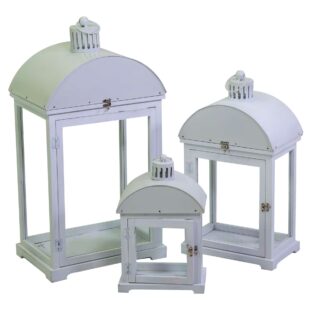 Lanterna legno 1-3 bianco rettangolare cm39x27h75