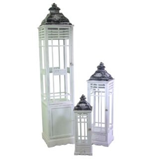 Lanterna legno 1-3 bianco quadro cm40x40h190