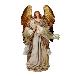 Angelo tessuto oro con flauto cm30x20h63,5