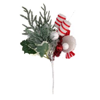 Pick plastica caramelle bianco e rosso cm23