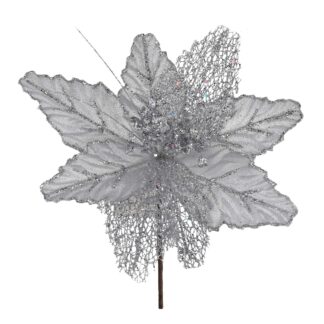Fiore plastica argento cm ø28h15