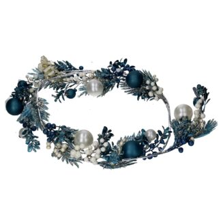 Festone plastica sfere bianco e blu cm125