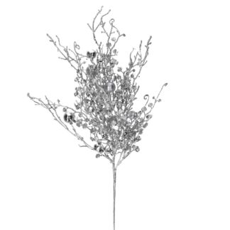 Ramo plastica sfere argento cm65x4x30