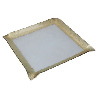 Svuotatasche vetro bordo oro rettangolare cm25x25