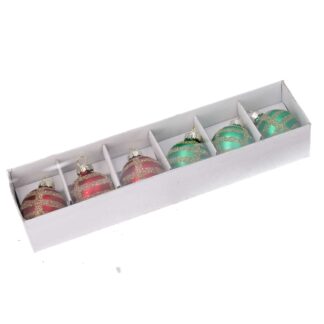 Sfera vetro confezione 6pz verde rosso cm27x6,7h4,3