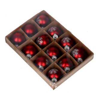 Sfera vetro confezione 12pz rosso cm16,3x12,8h3,2