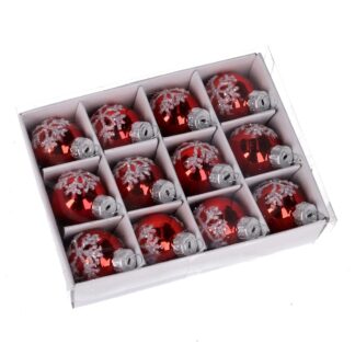 Sfera vetro confezione 12pz rosso cm13,5x10h3