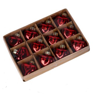 Cuore vetro confezione 12pz rosso cm16x12h2,5