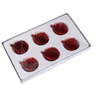 Sfera vetro spirale confezione 6pz rosso cm25x15h2,5