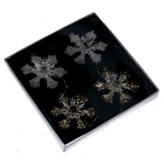 Fiocco di neve vetro confezione 4pz bianco oro cm16x16h2