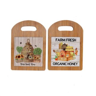 Sottopentola ceramica e legno miele quadro 2 assortiti cm19x27x0,9