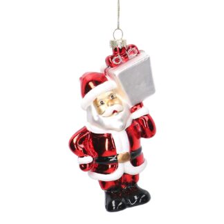 Babbo natale vetro rosso cm7,5x4,5x14