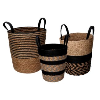 Cesta fibra naturale 1-3 naturale e nero tondo cm ø36h40