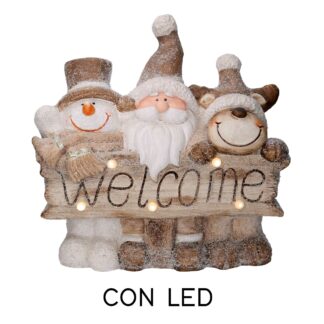 Babbo natale resina con led beige cm42x18h40