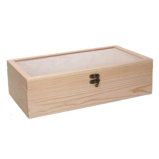 Cassetta portabottiglie legno naturale plexiglas 2 posti cm35x19h9