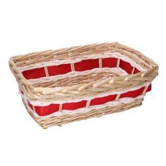 Cesta vimini intreccio rosso bianco rettangolare cm35x25h11