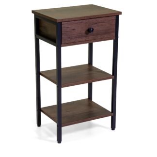 Mobiletto Mudra 1 cassetto + 2 piani legno noce e nero smontato cm40x30h70