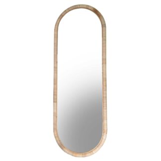 Specchio rattan fasciato naturale rettangolare cm50x3x140