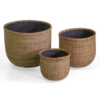 Portavaso cemento bambù 1-3 naturale tondo cm ø49h43