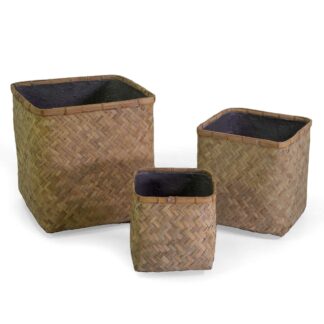 Portavaso cemento bambù 1-3 naturale quadro cm50x50h52