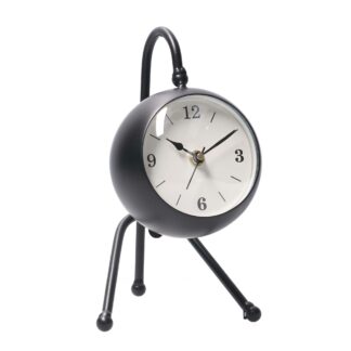Orologio da tavolo metallo nero quadrante bianco cm12x13h21,5