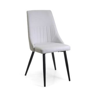 Sedia ecopelle Oliver bianco struttura nero cm48x58h48/90