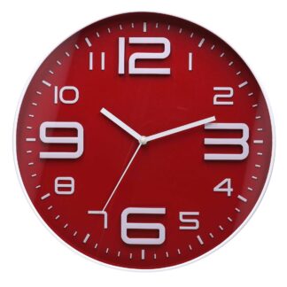 Orologio plastica rosso bianco tondo cmø35