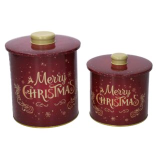 Scatola metallo 1-2 rosso tondo cm ø13,5h16,9