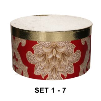 Scatola cartone 1-7 rosso coperchio orotondo cm ø32h18