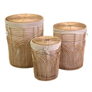 Cestone plastica archi c/fodera 1-3 naturale tondo cm ø45h56