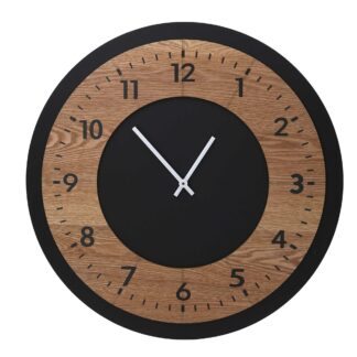 Orologio legno naturale e nero cm ø50